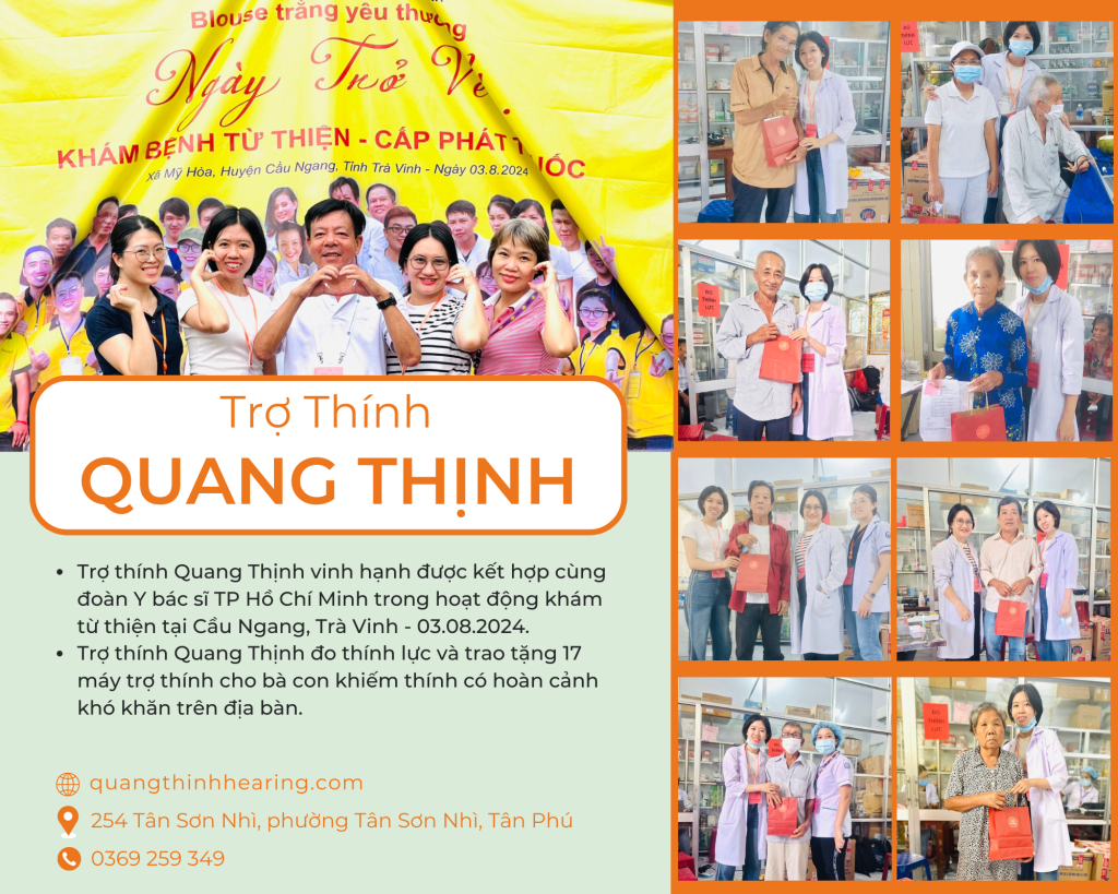Quang Thịnh trao tặng máy trợ thính trong chuyến từ thiện tại Cầu Ngang, Trà Vinh
